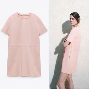 NWOT Zara Dusty Pink Textured Faux Suede Tunic Dress Size Small